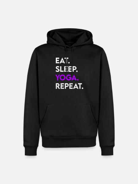 eat sleep yoga repeat - Männer Premium Bio Hoodie - Schwarz