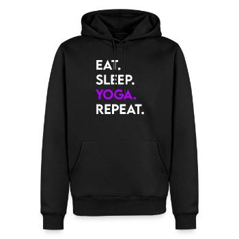 manger du yoga du sommeil répéter - Sweat à capuche Premium bio Homme - noir - Devant - Nico (187cm)