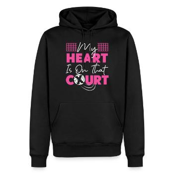 Équipe de volley-ball Mon cœur est - Sweat à capuche Premium bio Homme - noir - Devant - Nico (187cm)