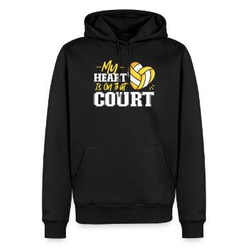 Équipe de volley-ball Mon cœur est - Sweat à capuche Premium bio Homme - noir - Devant - Nico (187cm)