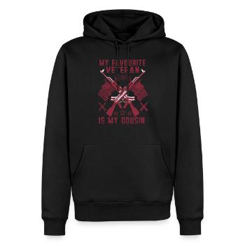 Mein Lieblingsveteran Ist Mein Cousin Militär - Männer Premium Bio Hoodie - Schwarz - Vorne - Nico (187cm)