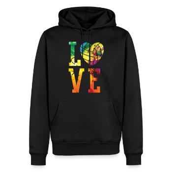 Aquarelle de l’équipe de volley-ball - Sweat à capuche Premium bio Homme - noir - Devant - Nico (187cm)