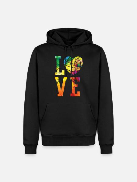 Aquarelle de l’équipe de volley-ball - Sweat à capuche Premium bio Homme - noir