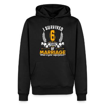 Ich habe 6 Jahre Ehe überlebt 6.Hochzeitstag - Männer Premium Bio Hoodie - Schwarz - Vorne - Nico (187cm)