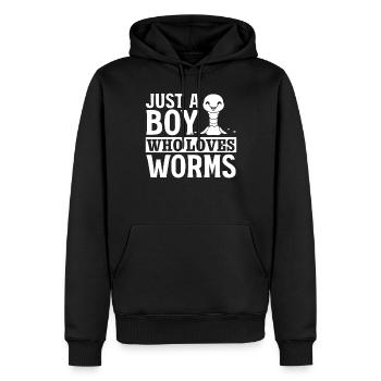 Kompost Worms Worm Lover Ich bin nur ein Junge, - Männer Premium Bio Hoodie - Schwarz - Vorne - Nico (187cm)