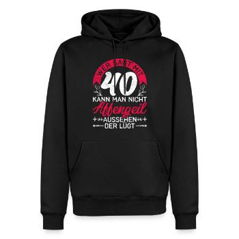 Vierzigster Geburtstag Geschenk 40 Damen - Männer Premium Bio Hoodie - Schwarz - Vorne - Nico (187cm)