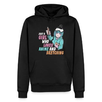 Vintage Just A Girl Who Loves Anime And Sketching - Männer Premium Bio Hoodie - Schwarz - Vorne - Nico (187cm)