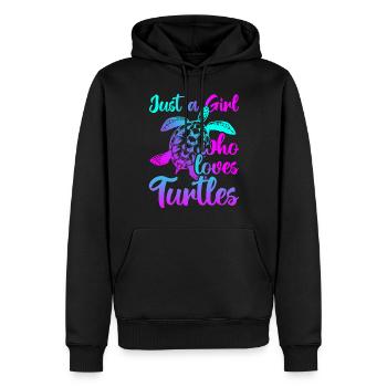 Just A Girk Who Loves Turtles - Männer Premium Bio Hoodie - Schwarz - Vorne - Nico (187cm)