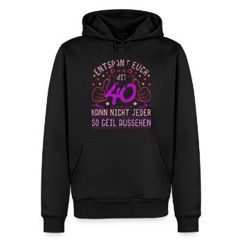 Vintage Geschenk Damen Vierzigster Geburtstag 40 - Männer Premium Bio Hoodie - Schwarz - Vorne - Nico (187cm)