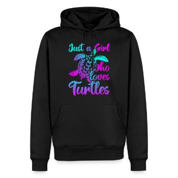 Vintage Just A Girk Who Loves Turtles - Männer Premium Bio Hoodie - Schwarz - Vorne - Nico (187cm)
