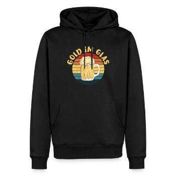 Bierspruch Gold im Glas Bierfans & Bierliebhaber - Männer Premium Bio Hoodie - Schwarz - Vorne - Nico (187cm)