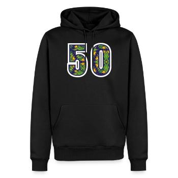 50 Zahl Grün - Männer Premium Bio Hoodie - Schwarz - Vorne - Nico (187cm)