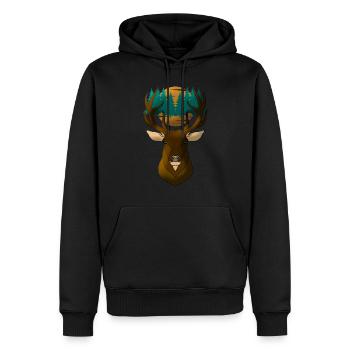 Motif de la tête de cerf - Sweat à capuche Premium bio Homme - noir - Devant - Nico (187cm)