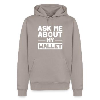 Crypto Art Aks Me About My Wallet - Men’s Premium Organic Hoodie - taupe - Front - Nico (187cm)