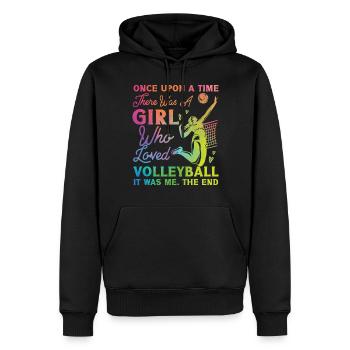Joueuse de volleyball Équipe Fille - Sweat à capuche Premium bio Homme - noir - Devant - Nico (187cm)