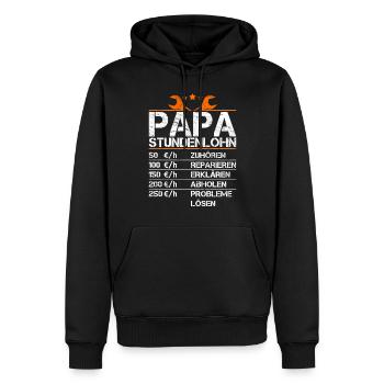Vater Stundenlohn Witzig Geschenk Lustig Papa - Männer Premium Bio Hoodie - Schwarz - Vorne - Nico (187cm)