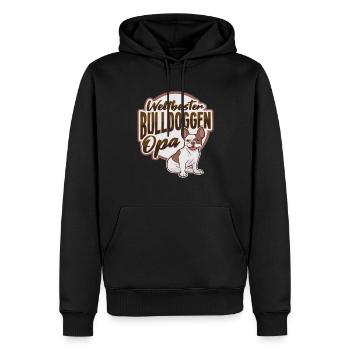 Weltbester Bulldoggen Opa Design n Bulldoggen Opa - Männer Premium Bio Hoodie - Schwarz - Vorne - Nico (187cm)