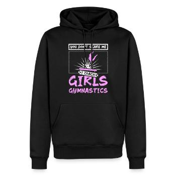 Tu ne me fais pas peur J’entraîne des filles en gymnastique - Sweat à capuche Premium bio Homme - noir - Devant - Nico (187cm)