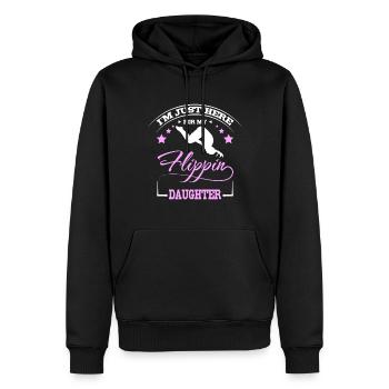 Je suis ici pour mon daugther de gymnastique flippin - Sweat à capuche Premium bio Homme - noir - Devant - Nico (187cm)