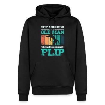 Laissez ce vieil homme vous montrer comment retourner la gymnastique - Sweat à capuche Premium bio Homme - noir - Devant - Nico (187cm)