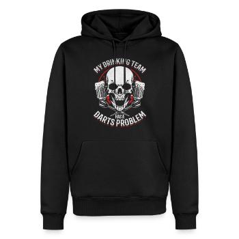 Mein Trinkteam hat ein Dartproblem Dartspieler - Männer Premium Bio Hoodie - Schwarz - Vorne - Nico (187cm)