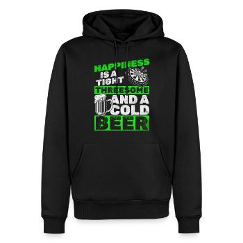 Glück ist ein enger Dreier und ein kaltes - Männer Premium Bio Hoodie - Schwarz - Vorne - Nico (187cm)