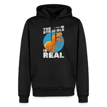 The Struggle Is Real Darts Dinosaurier spielen - Männer Premium Bio Hoodie - Schwarz - Vorne - Nico (187cm)