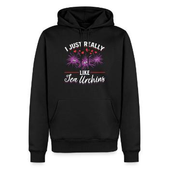 Oursin Créature marine I comme les oursins - Sweat à capuche Premium bio Homme - noir - Devant - Nico (187cm)