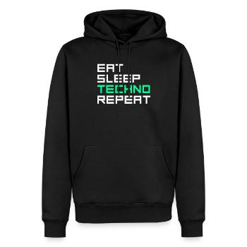 manger du sommeil techno répéter - Sweat à capuche Premium bio Homme - noir - Devant - Nico (187cm)