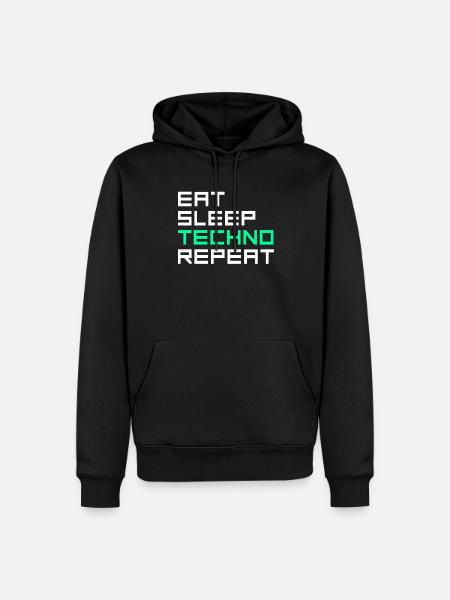 eat sleep techno repeat - Männer Premium Bio Hoodie - Schwarz