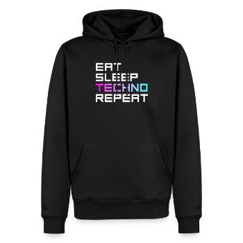 manger du sommeil techno répéter - Sweat à capuche Premium bio Homme - noir - Devant - Nico (187cm)