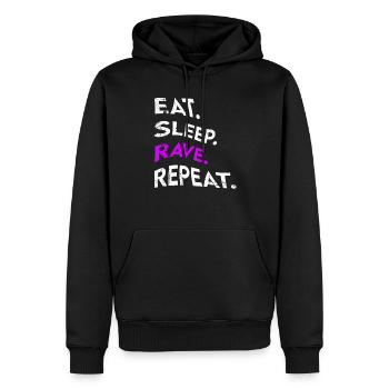 manger le sommeil rave répéter - Sweat à capuche Premium bio Homme - noir - Devant - Nico (187cm)