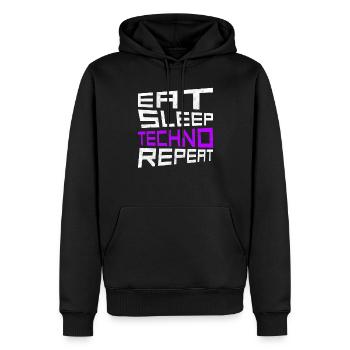 manger du sommeil techno répéter - Sweat à capuche Premium bio Homme - noir - Devant - Nico (187cm)