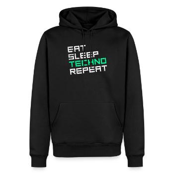 manger du sommeil techno répéter - Sweat à capuche Premium bio Homme - noir - Devant - Nico (187cm)