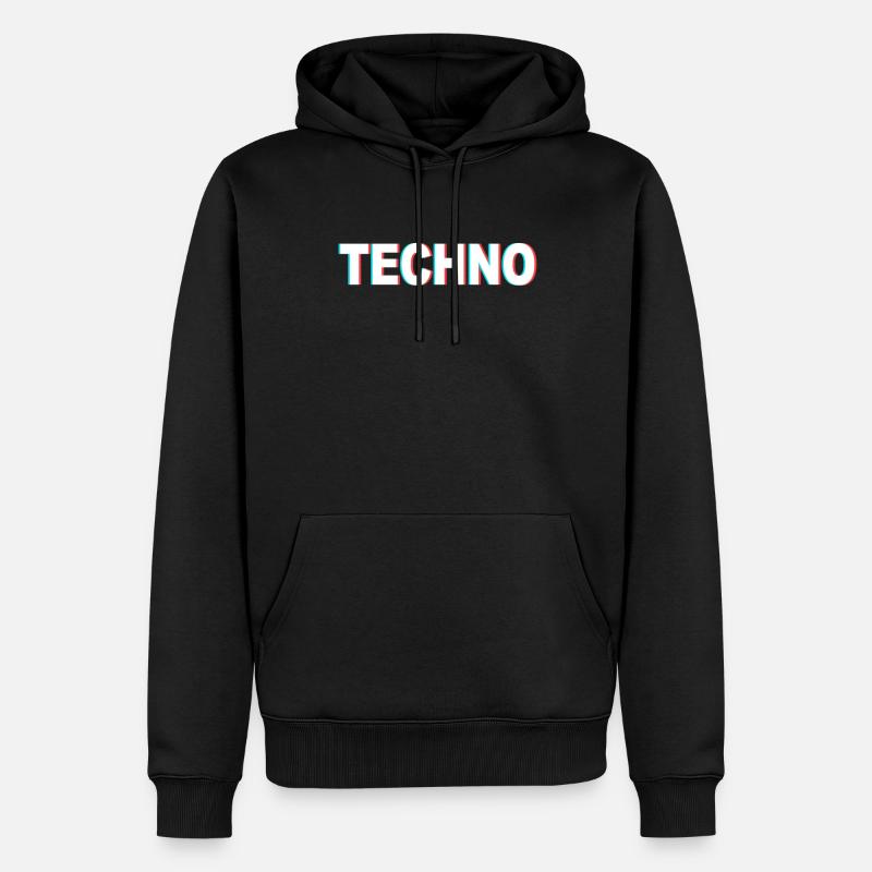 Techno - Männer Premium Bio Hoodie - Schwarz