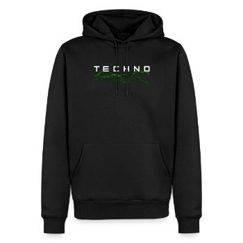 Techno - Men’s Premium Organic Hoodie - black - Front - Nico (187cm)