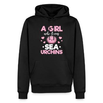 Une fille qui aime les oursins - Sweat à capuche Premium bio Homme - noir - Devant - Nico (187cm)