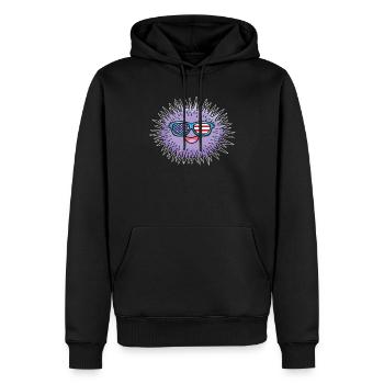 Drôles de lunettes de soleil oursin avec oursin pavillon américain - Sweat à capuche Premium bio Homme - noir - Devant - Nico (187cm)