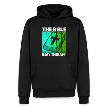 La Bible est ma thérapie - Sweat à capuche Premium bio Homme - noir - Devant - Nico (187cm)