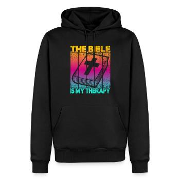 La Bible est ma thérapie - Sweat à capuche Premium bio Homme - noir - Devant - Nico (187cm)