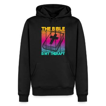 La Bible est ma thérapie - Sweat à capuche Premium bio Homme - noir - Devant - Nico (187cm)