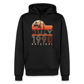 Juli 1990 Geburtstagsgruss - Männer Premium Bio Hoodie - Schwarz - Vorne - Nico (187cm)