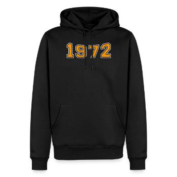 1972 Année Oranges Design - Sweat à capuche Premium bio Homme - noir - Devant - Nico (187cm)
