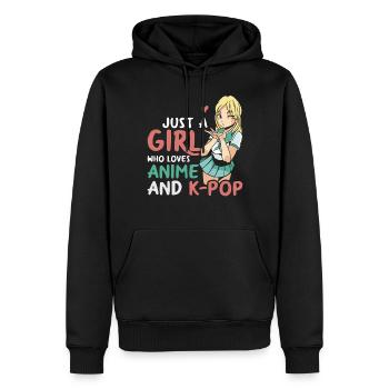 Juste une fille qui aime l’anime et la K-Pop - Sweat à capuche Premium bio Homme - noir - Devant - Nico (187cm)