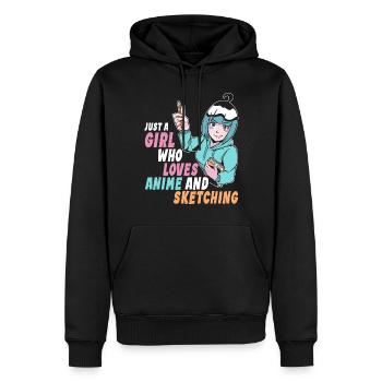 Just A Girl Who Loves Anime And Sketching - Männer Premium Bio Hoodie - Schwarz - Vorne - Nico (187cm)