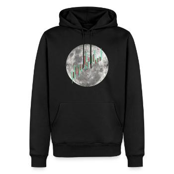 Crypto Trading Stock Chart Cot to the Moon - Sweat à capuche Premium bio Homme - noir - Devant - Nico (187cm)