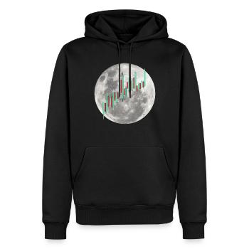 Crypto Trading Stock Chart Cot to the Moon - Sweat à capuche Premium bio Homme - noir - Devant - Nico (187cm)