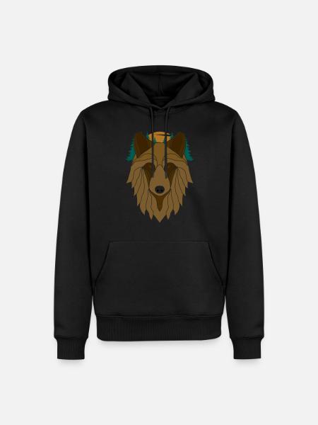 Wolf's Head with Wolf Moon - Men’s Premium Organic Hoodie - black