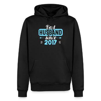 Meilleure épouse Meilleur mari depuis 2017 - Sweat à capuche Premium bio Homme - noir - Devant - Nico (187cm)