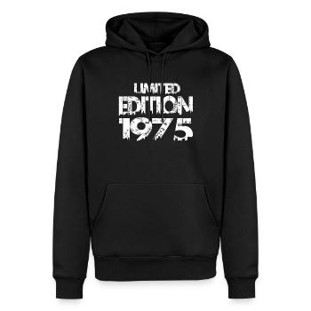 Édition limitée 1975 - Sweat à capuche Premium bio Homme - noir - Devant - Nico (187cm)